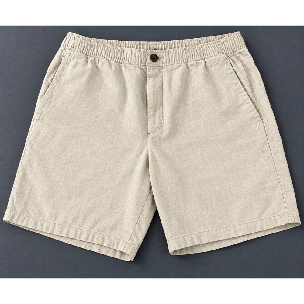H&M Men’s Regular Fit Beige Shorts Size Small Elastic Waist Casual